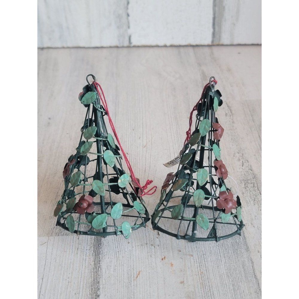 Midwest Cannon Falls wire Green Tree flower ornament xmas set